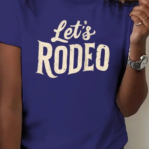 None Tops - Let's Rodeo Blue T-Shirt NEW